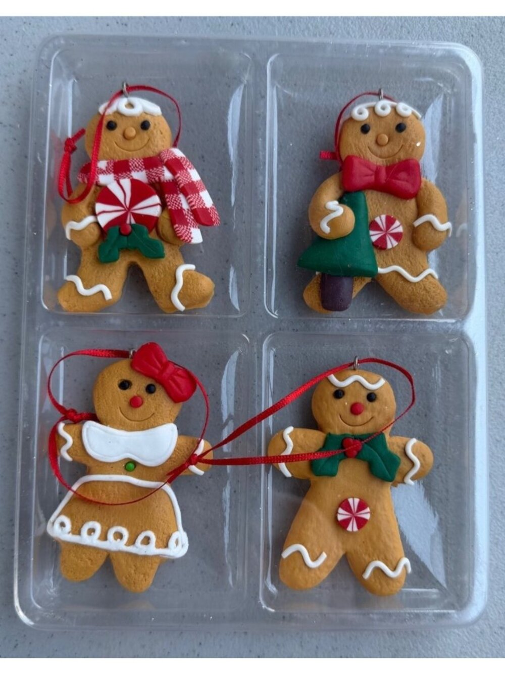 4-Piece Gingerbread Hanging Christmas Ornaments Clay Dough (BOXED)